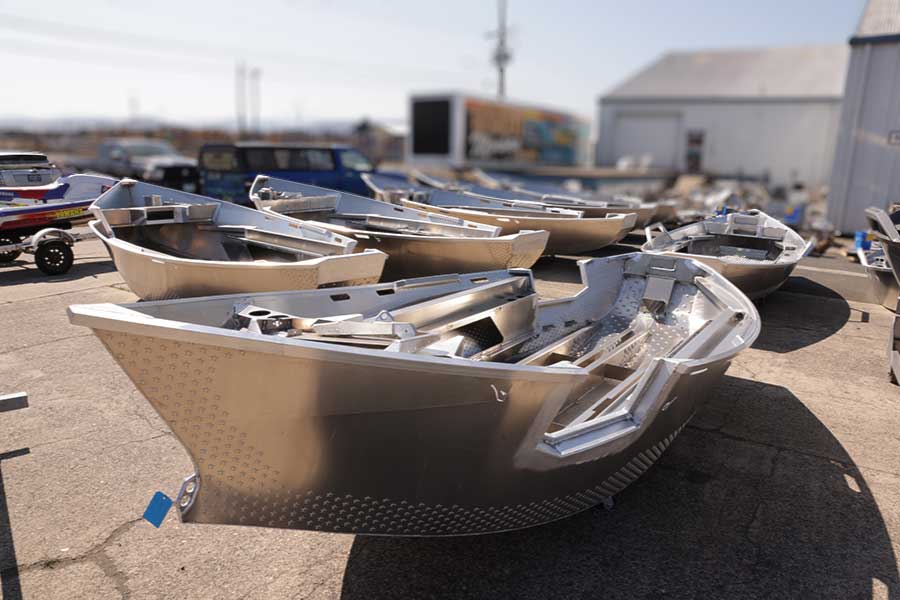 Raw aluminum hulls ready for customization